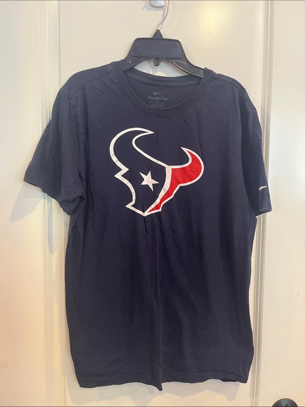 Nike Houston Texans Navy and Red Logo Crew T-Shirt Size M